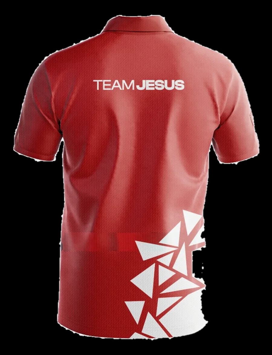 Polo Le Jeûne des Jeunes, coloris rouge, vu de dos